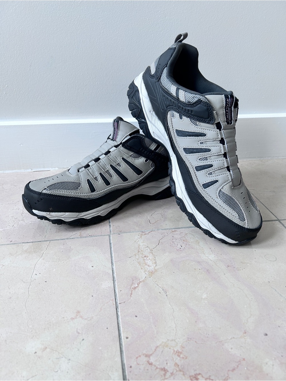 Sketchers Men's Afterburn M Size 15 Extra Wide Gray Black Athletic Walking Shoes